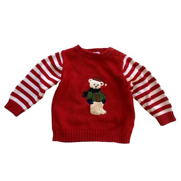 Greendog Teddy Bear Christmas Holiday Winter Sweater Toddler Baby 18 Months Red - Picture 1 of 7